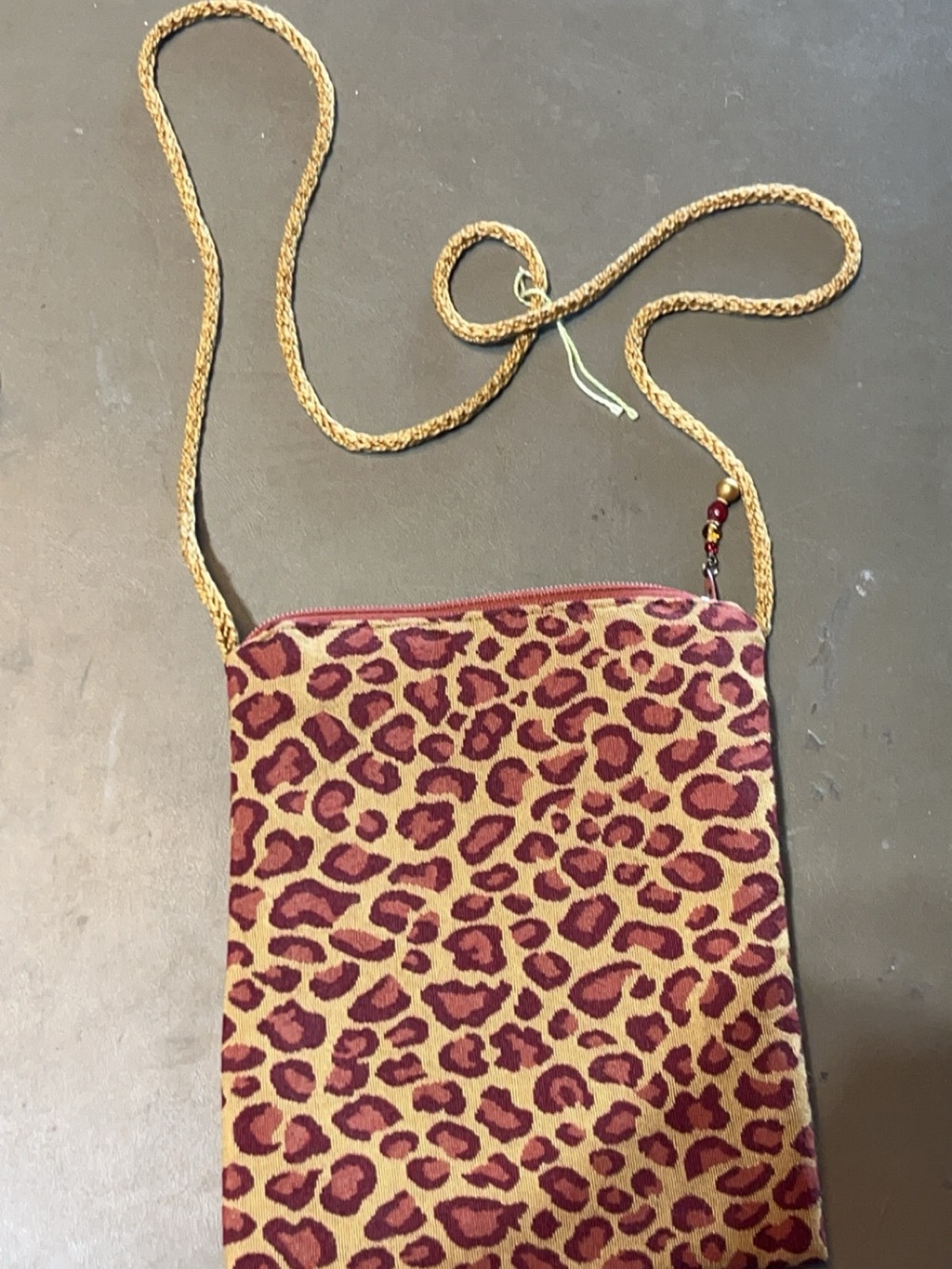 Leopard Print Crossbody Bag in Burgundy and Tan